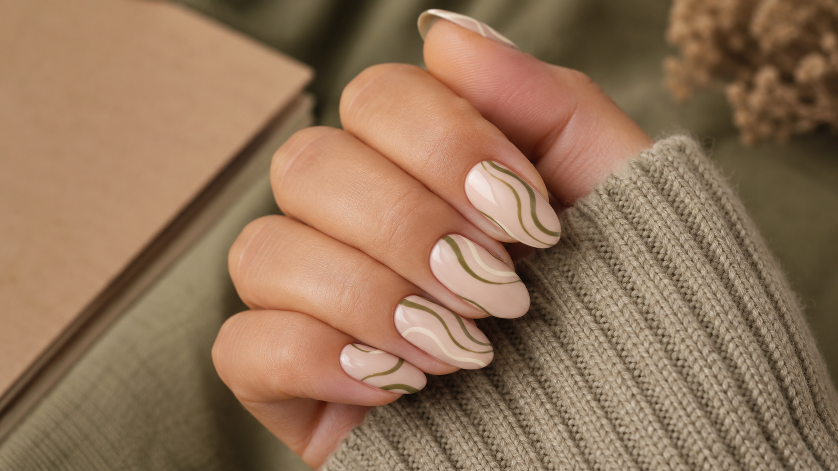 Olive & Nude Swirl Nails September Nail Ideas 2026